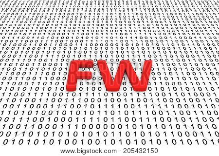 FW in the form of binary code, 3D illustration