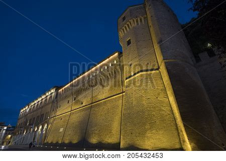 Cesena (Emilia Romagna Italy): the medieval castle in the main square of the city at evening