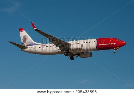 Copenhagen - July 2013: Norwegian Boeing 737-800 In The Air