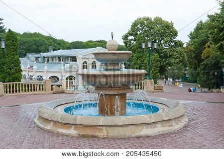 YESSENTUKI, RUSSIA - AUGUST 5, 2013: The fountain in the centre of Yessentuki. Essentuki is a city resort located in the Caucasian Mineral waters