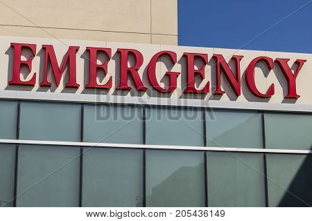 Red Emergency Entrance Sign for a Local Hospital XIX
