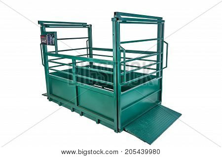 Scales For Weighing Of Animals Agriculture Farming Scales On A White Background