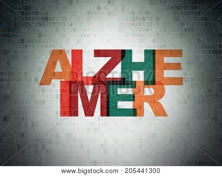 Health concept: Painted multicolor text Alzheimer on Digital Data Paper background