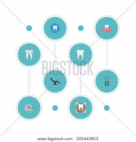 Flat Icons Furniture, Halitosis, Radiology And Other Vector Elements