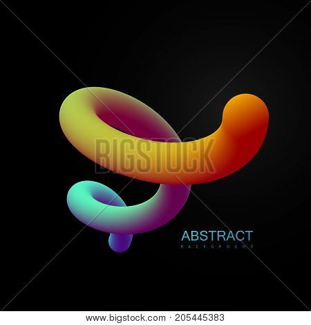 Abstract 3d colorful helix shape. Vector artistic illustration. Vibrant gradient spring. Liquid blended fluids. Color path. Creativity concept. Visual communication poster design