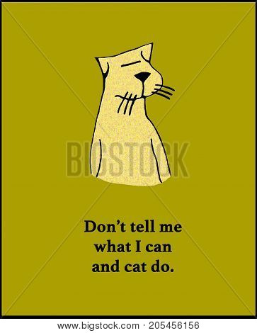 Cartoon illustration of a yellow cat and a pun.