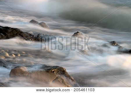 seascape, sea stones, stones in water, stone on the coast, sea wave, wave and rock