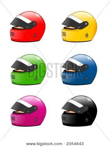 Gekleurde Racing helmen