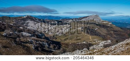 Trail Path View From Gorbea Hillside Basque Country