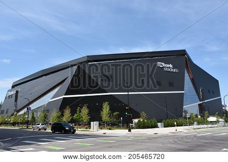 MINNESOTA, MINNEAPOLIS - JUL 27: US Bank Stadium in Minneapolis, Minnesota, as seen on July 27, 2017. It is the home of the Minnesota Vikings of the National Football League (NFL).