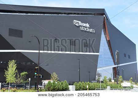 MINNESOTA, MINNEAPOLIS - JUL 27: US Bank Stadium in Minneapolis, Minnesota, as seen on July 27, 2017. It is the home of the Minnesota Vikings of the National Football League (NFL).