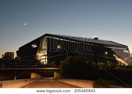 MINNESOTA, MINNEAPOLIS - JUL 27: US Bank Stadium in Minneapolis, Minnesota, as seen on July 27, 2017. It is the home of the Minnesota Vikings of the National Football League (NFL).