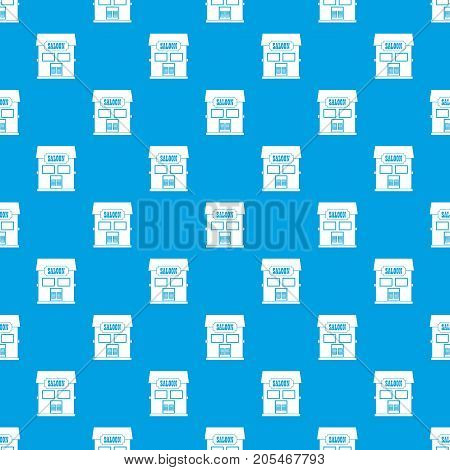Western saloon pattern repeat seamless in blue color for any design. Vector geometric illustration