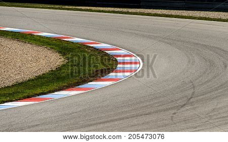 Auto motodrom race track curve with safety zone