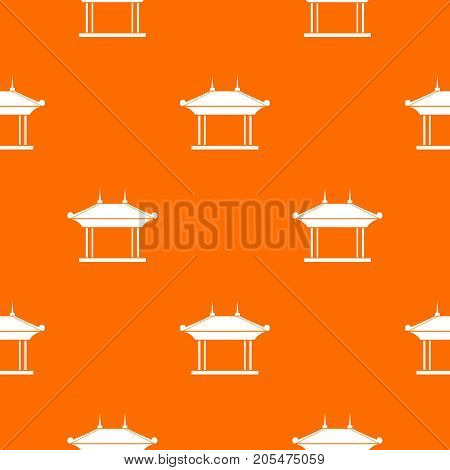 Pagoda pattern repeat seamless in orange color for any design. Vector geometric illustration