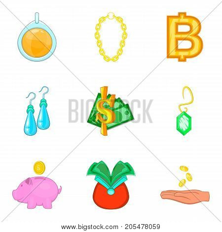 Rich surroundings icons set. Cartoon set of 9 rich surroundings vector icons for web isolated on white background