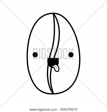 coffee bean closeup monochrome kawaii silhouette vector illustration