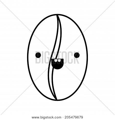 coffee seed monochrome kawaii silhouette vector illustration