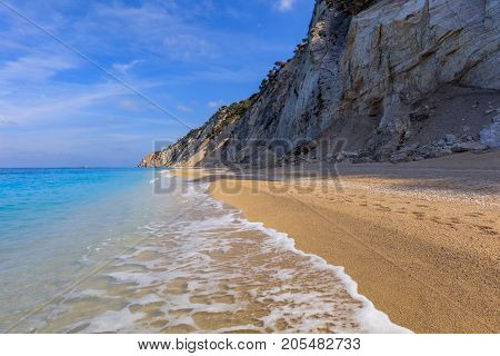 the beautiful beach of Egremni on the island of Lefkada in Greece
