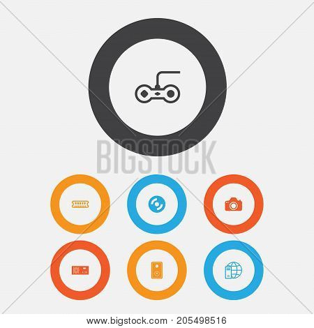 Computer Icons Set. Collection Of Camera, Internet Network, Audio Device And Other Elements
