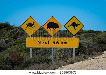 typical road sign found in outback Australia