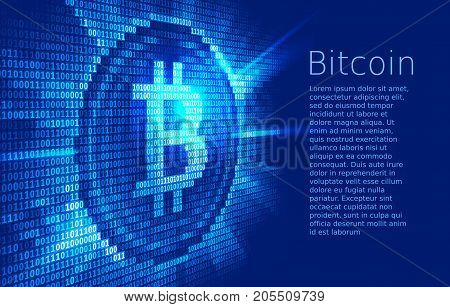 Virtual bitcoin digital currency consist of binary code. Eps10. RGB. Global colors