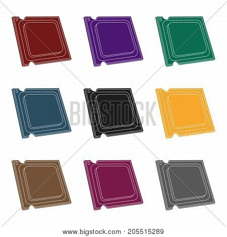 Central processing unit icon in black design isolated on white background. Personal computer accessories symbol stock vector illustration.
