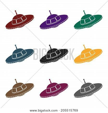 UFO icon in  black style isolated on white background. Space symbol vector illustration.