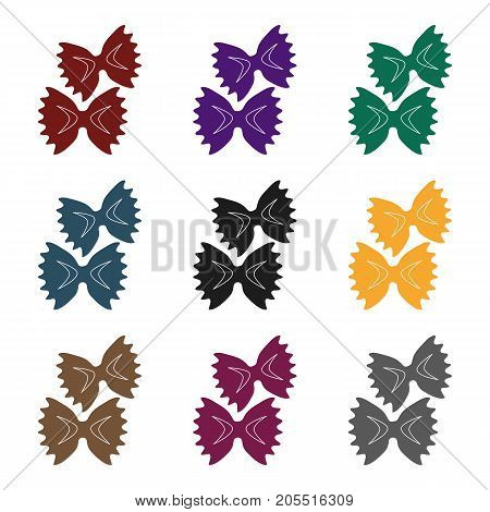 Farfalle icon pasta in black style isolated on white background. Types of pasta symbol vector illustration.
