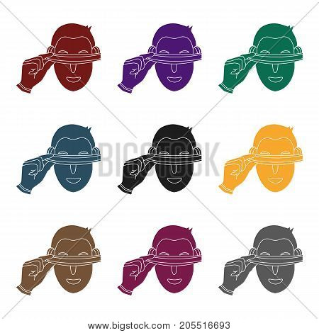 Player with virtual reality headblack icon in black style isolated on white background. Virtual reality symbol stock vector illustration.