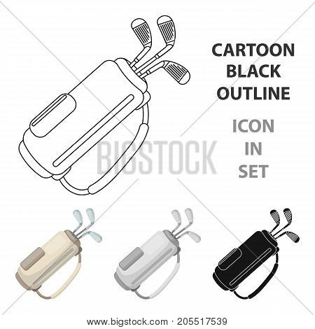 A bag with golf clubs.Golf club single icon in cartoon style vector symbol stock illustration .