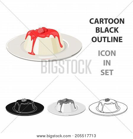 Panna cotta icon in cartoon style isolated on white background. Milk product and sweet symbol vector illustration.