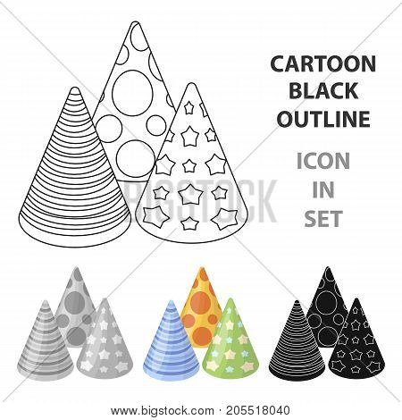 Caps in the form of cones for party.Party and parties single icon in cartoon style vector symbol stock web illustration.