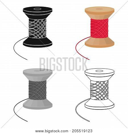 The wooden coil of thread for sewing. Sewing and equipment single icon in cartoon style vector symbol stock illustration .