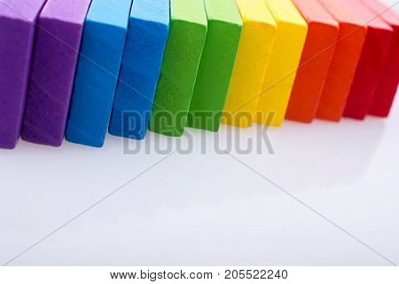 Coorful Domino Blocks On White Background