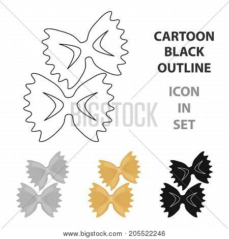 Farfalle icon pasta in cartoon style isolated on white background. Types of pasta symbol vector illustration.