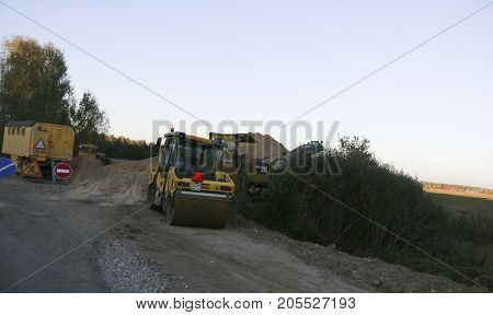 Russia, September 22, 2017: Repair Of The Road In The Republic Of Mari El