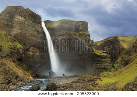 Haifoss - amazing waterfall in the south of Iceland in the river Fossa. Long exposure