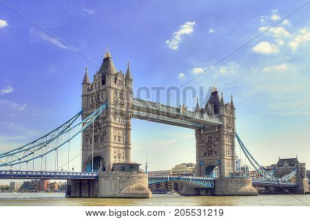 The Tower Bridge in London on a sunny day