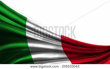 Grunge colorfu flag Italy fabric silks with copyspace for your text or images, white background