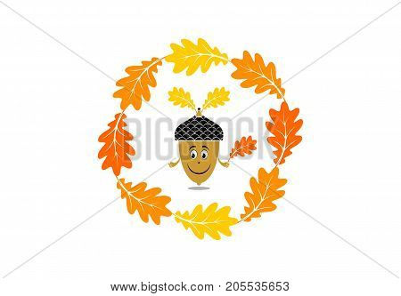 Acorn cartoon. Vector illustration on a white background