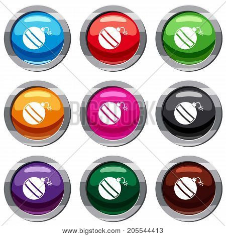 Bomb set icon isolated on white. 9 icon collection vector illustration
