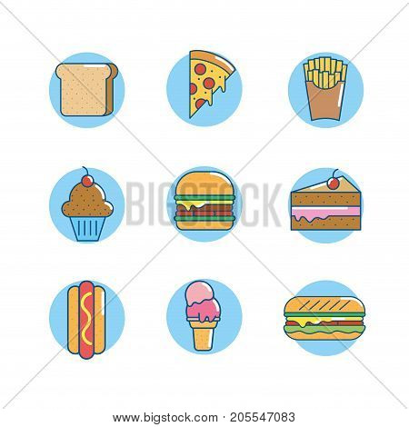 set delicious food nutrition to eat vector illustration