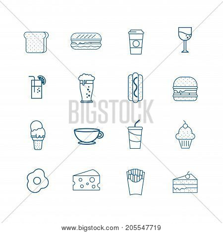 set delicious food nutrition to eat vector illustration