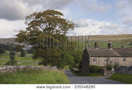 Old Farmhouse near Malham Cove Yorkshire Dales National Park England.