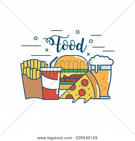 tasty fastfood nutrition and unheallthy food vector illustration