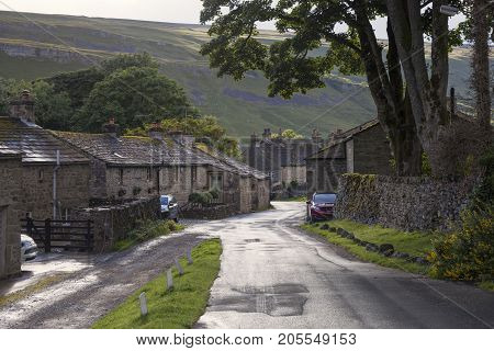 Cottages at Kettlewell village Yorkshire Dales National Park England.