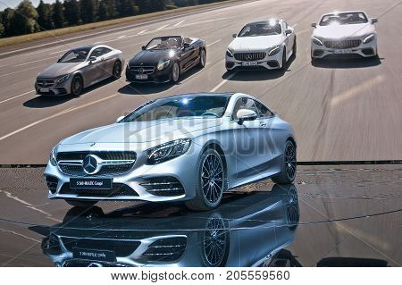 Frankfurt-September 20: Mercedes-Benz S560 4Matic coupe at the Frankfurt International Motor Show on September 20 2017 in Frankfurt