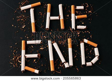 The End Of The Letters From Cigarettes Isolated On Black
