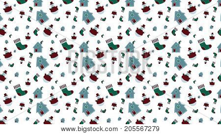 Christmas Pattern with cute assets for Background or Paper